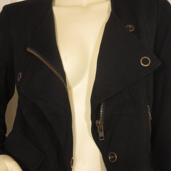 CAbi Black Moto Blazer Jacket Zip S Biker Rebel Indie Rock Punk Lagenlook Modern - Picture 9 of 16